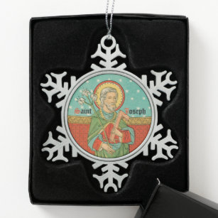 Upper Torso of St. Joseph (Detail; VVP 09) Ceramic Snowflake Pewter Christmas Ornament