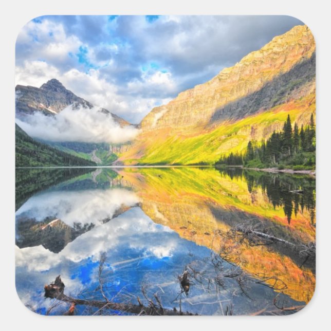 Upper Two Medicine Lake at Sunrise Square Sticker (Front)