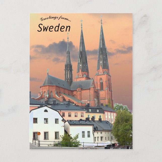 Uppsala Cathedral in Uppsala Sweden Postcard (Front)