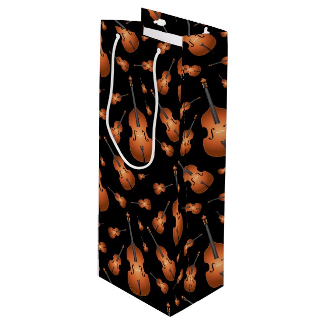 Upright Bass Music Teacher Jazz Wine Gift Bag (Front Angled)