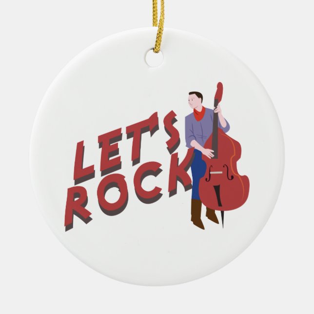 Upright Bass Player Ceramic Ornament (Front)