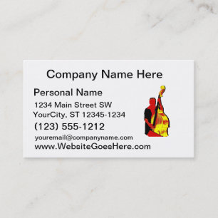 Upright Bass Player Image Design Red and Yellow Business Card
