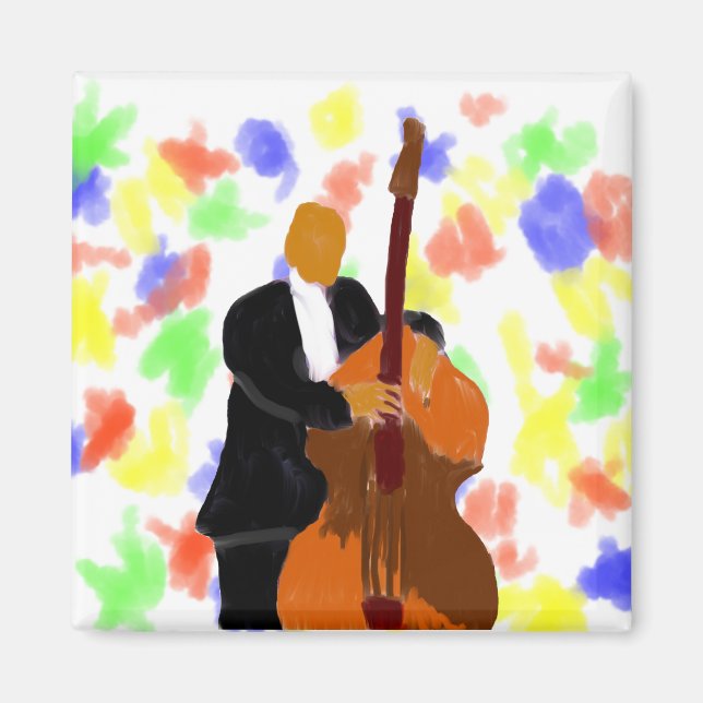Upright bass player painting magnet (Front)