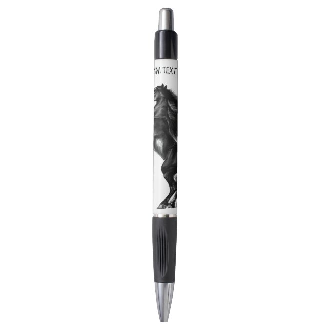 Upright Black Horse Pen with Custom Text (Front Vertical)