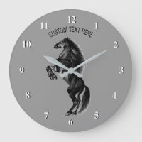 Upright Black Wild Horse - Add Your Text / Colours