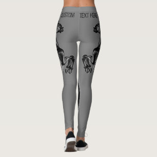 Upright Black Wild Horse - Black and White Drawing Leggings