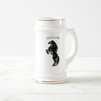 Upright Black Wild Horse - Drawing - Add Your Text