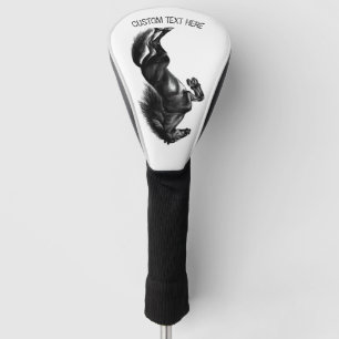 Upright Black Wild Horse - Drawing - Add Your Text Golf Head Cover