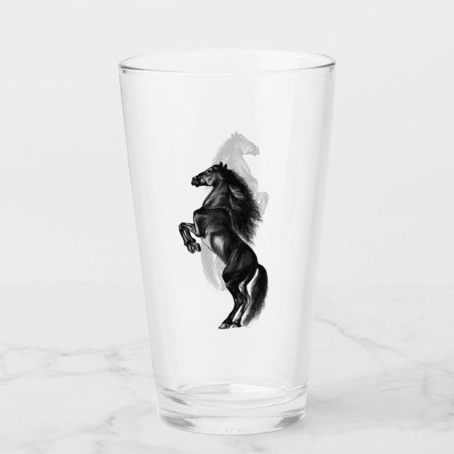 Upright Black Wild Horse Glass (Front)