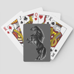 Upright Black Wild Horse Playing Cards Gift