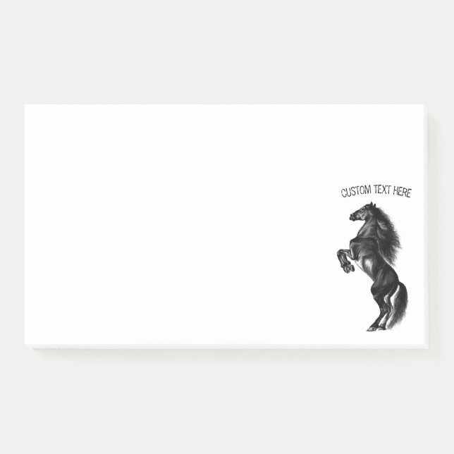 Upright Black Wild Horse Post it Notes (Front)