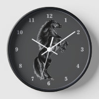 Upright Black Wild Horse Wall Clock Gift