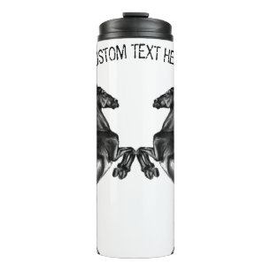 Upright Black Wild Horses - Add Your Text / Colour Thermal Tumbler