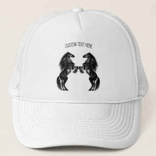 Upright Black Wild Horses - Add Your Text / Colour Trucker Hat