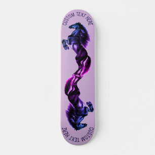 Upright Black Wild Horses Drawing Your Text / Name Skateboard