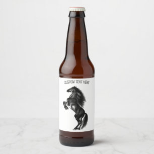 Upright Horse Beer Bottle Labels with Custom Text