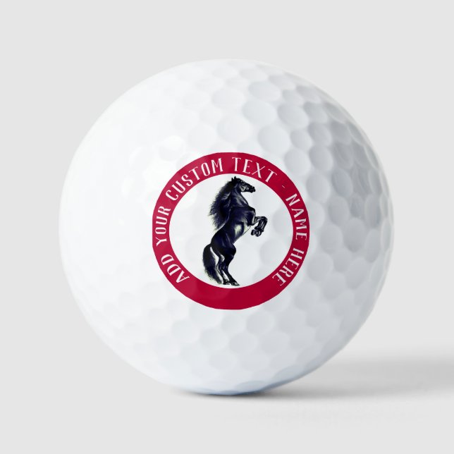 Upright Horse Golf Balls Custom Text and Colours (Front)