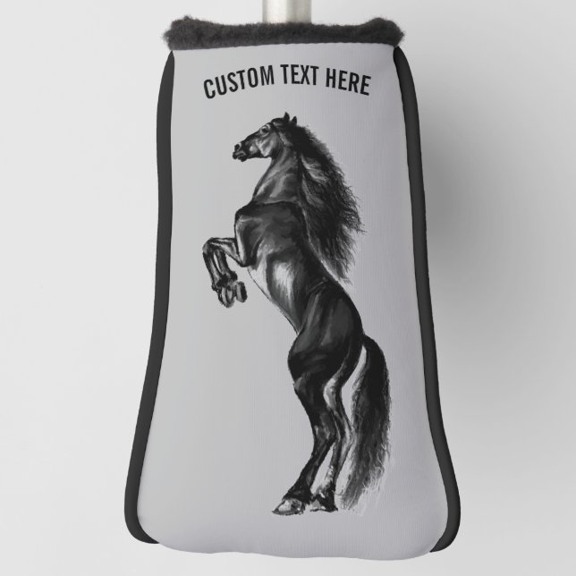 Upright Horse Golf Head Cover Gift - Custom Text (Rotate 90)