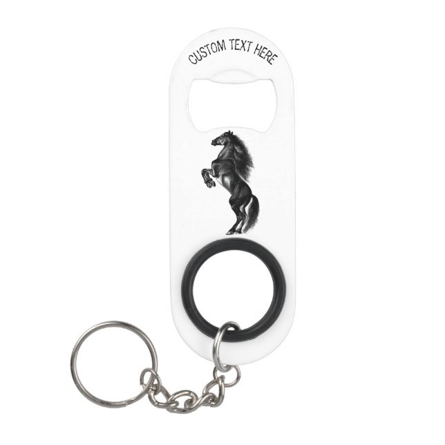 Upright Horse Keychain Bottle Opener - Custom Text (Front)