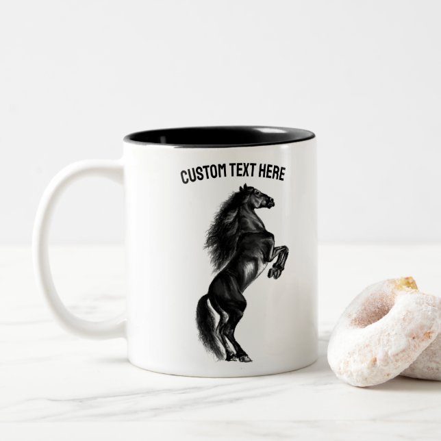 Upright Horse Mug with Custom Text (With Donut)