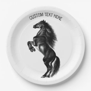 Upright Horse Paper Plates with Custom Text