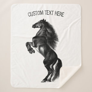 Upright Horse Sherpa Blanket - Your Text and Colou