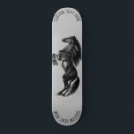 Upright Horse Skateboard with Custom Text<br><div class="desc">Skateboard with Personalized Text and Colours - Upright Black Wild Horse - Painting - Choose / Add Your Unique Text / Name / Colour - Make Your Special Gift - Resize and move or remove and add elements / text with customization tool ! Painting and Design by MIGNED. Please see...</div>