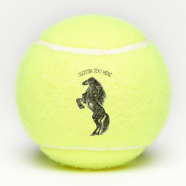 Upright Horse Tennis Balls with Custom Text (Back)