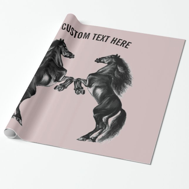 Upright Horses Gift Wrapping Paper - Custom Text (Unrolled)