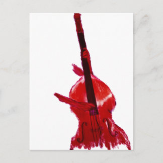 Upright orchestra bass image red version postcard