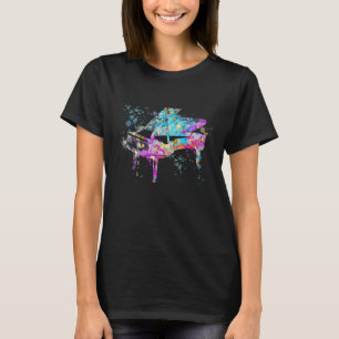 Upright Piano Instrument Silhouette Upright Pianos T-Shirt