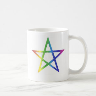 Upright rainbow pentagram mug