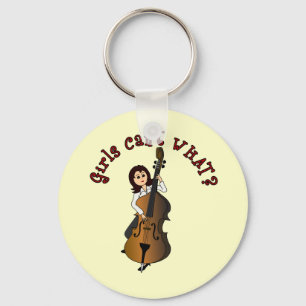 Upright String Double Bass Girl Keychain