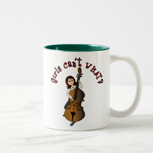 Upright String Double Bass Girl Two-Tone Coffee Mug