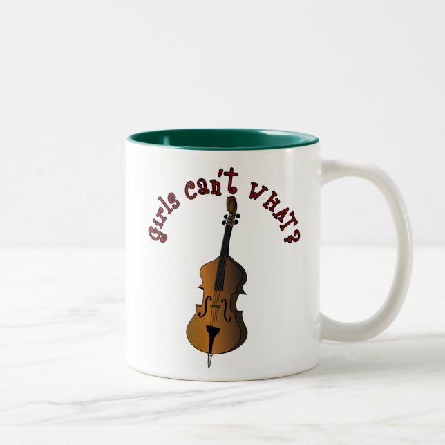 Upright String Double Bass Player Two-Tone Coffee Mug (Right)