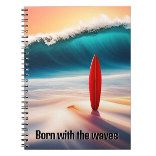 Upright Surfboard With Surfer Quote Notebook