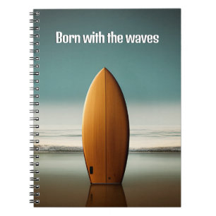 Upright Surfboard With Surfer Quote Notebook