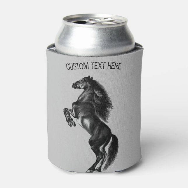 Upright Wild Horse Can Cooler with Custom Text (Can Front)