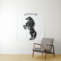 Upright Wild Horse Tapestry with Custom Text