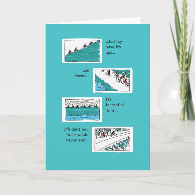 "Ups & Downs" Teal There for You Greeting Card (Front)