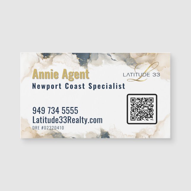 Upscale artful business card magnet (Front)