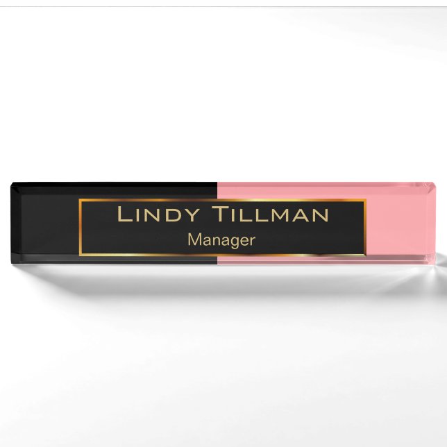 Upscale Coral and Black Nameplate (Front)