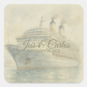 Upscale Cruise Destination Wedding Custom Square Sticker