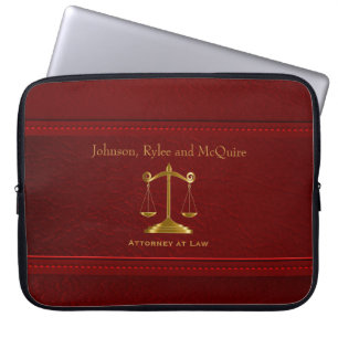 Upscale Deep Red Leather - Attorney Design Laptop Sleeve