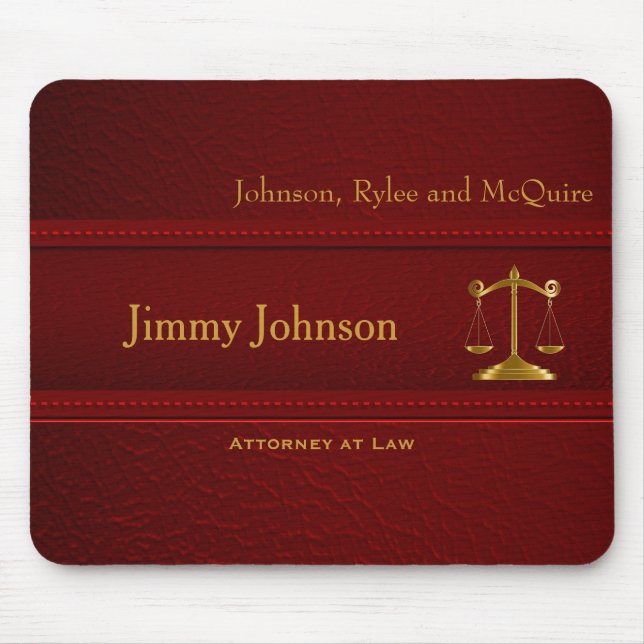 Upscale Deep Red Leather - Lawyer Design Mouse Pad (Front)