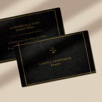 Upscale faux black leather gold typography lawyer