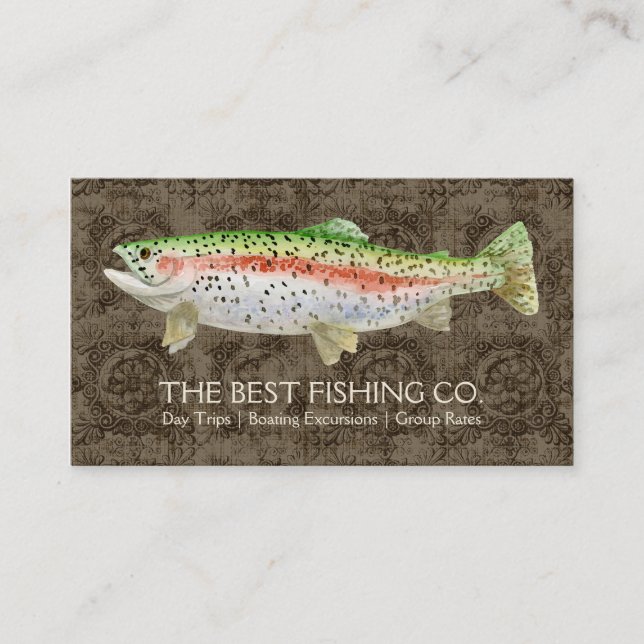 Upscale Fishing Charter Boat Guide Business Fish Business Card (Front)
