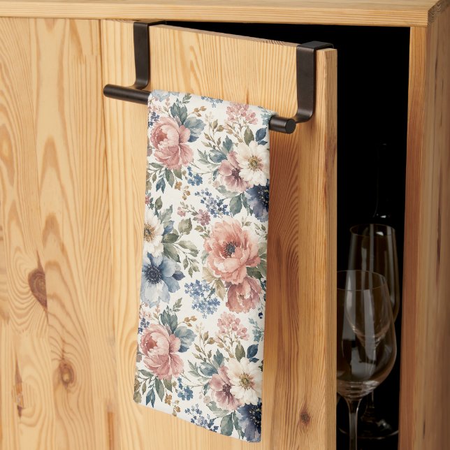 Upscale Hand-Painted Watercolor Clusters Kitchen Towel (Thirds Fold)