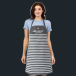 Upscale Heart Monogram with Modern Stripes Apron<br><div class="desc">This design includes a trendy white striped pattern and cute pink heart - If your art still needs to be adjusted,  click on the Customize This button. This will take you to a design area where you can move things around and even change fonts or colour.</div>