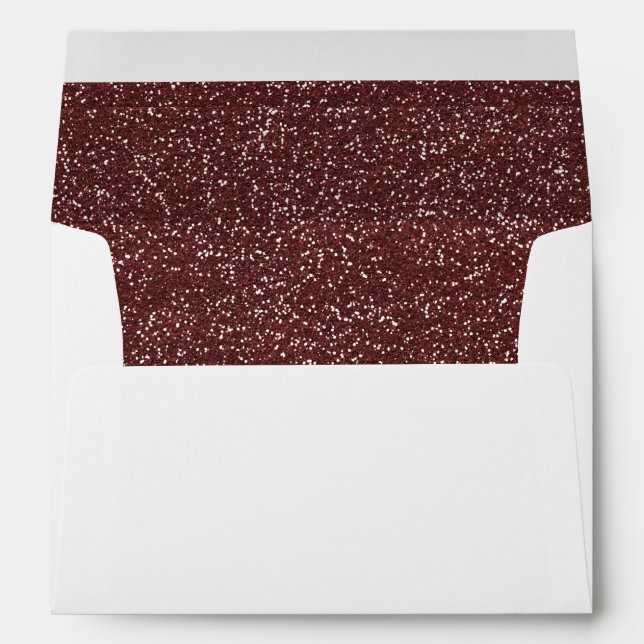 Upscale Marsala Glitter Look Glam Style Wedding Envelopes (Back (Bottom))